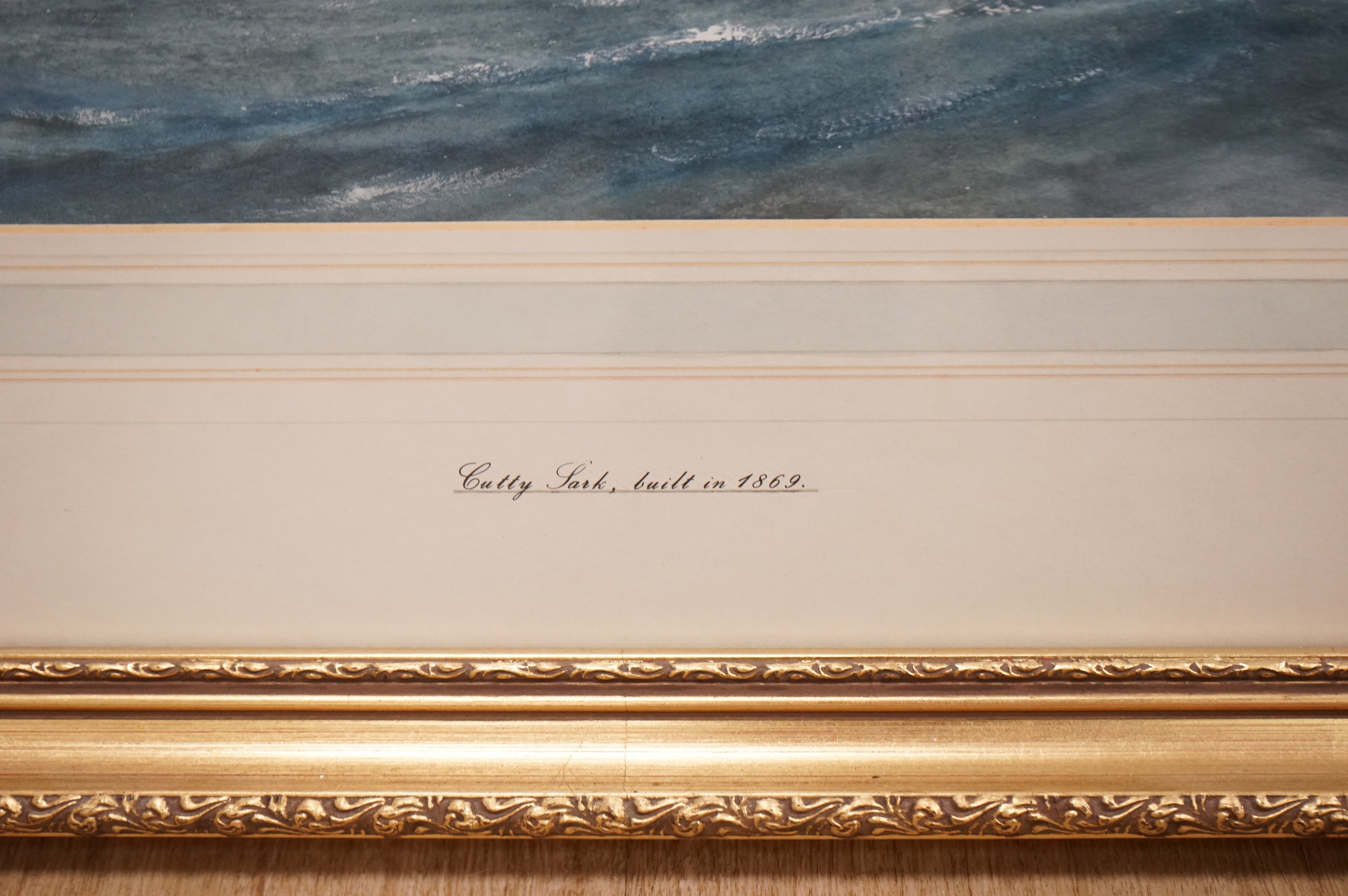 J Dawes-Broadhouse, watercolour, Study of the Cutty Sark, signed, 35 x 54cm.